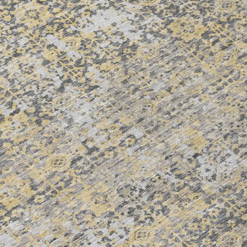 8' Gray And Beige Round Abstract Washable Indoor Outdoor Area Rug Photo 5