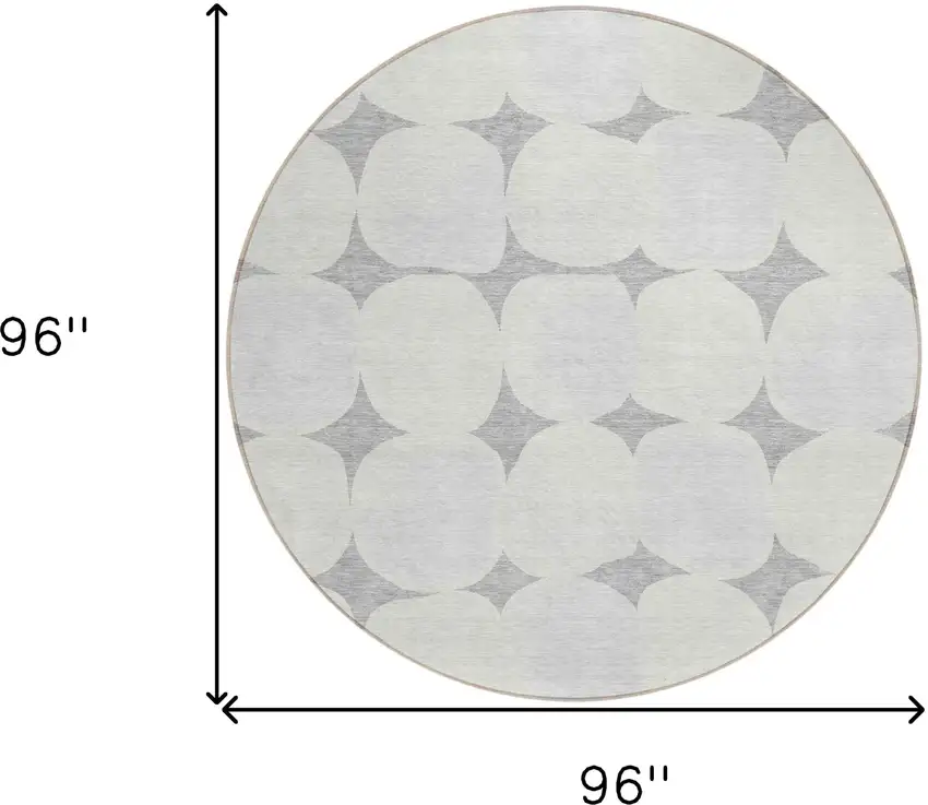 8' Gray And Beige Round Abstract Washable Indoor Outdoor Area Rug Photo 3