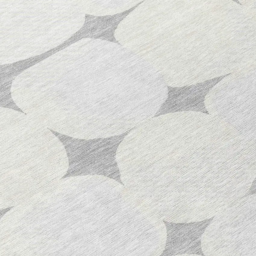 8' Gray And Beige Round Abstract Washable Indoor Outdoor Area Rug Photo 8