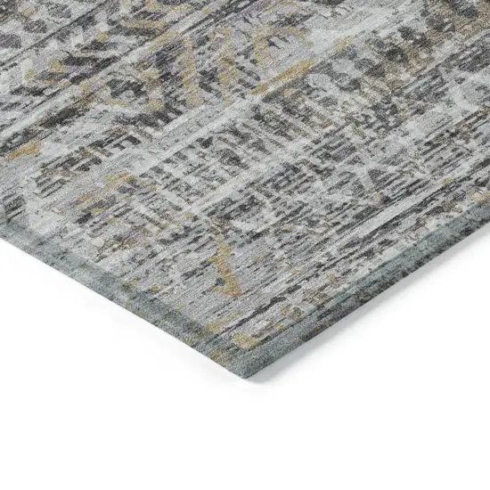 8' Gray And Beige Round Moroccan Washable Indoor Outdoor Area Rug Photo 7