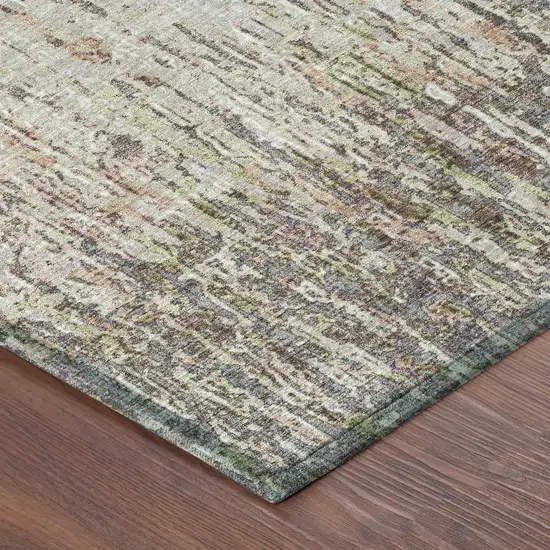 8' Gray And Beige Round Striped Washable Indoor Outdoor Area Rug Photo 6