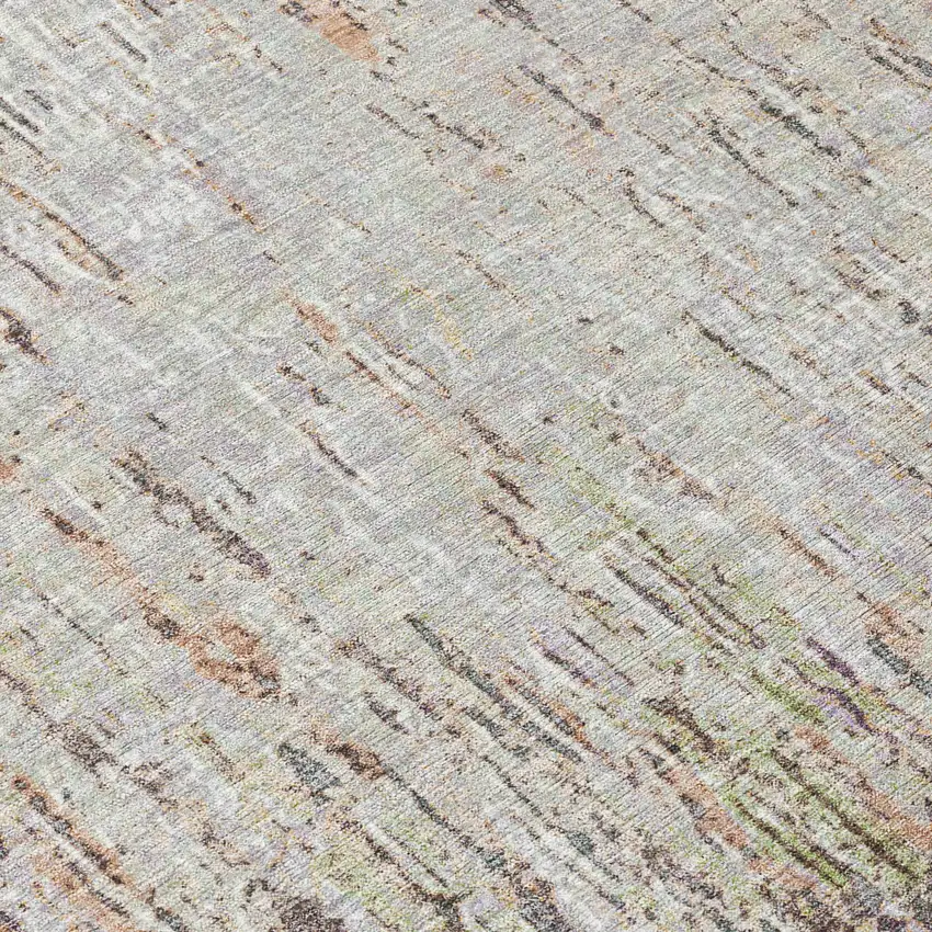 8' Gray And Beige Round Striped Washable Indoor Outdoor Area Rug Photo 7