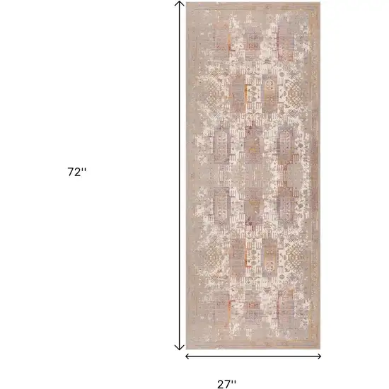 6' Gray And Beige Southwestern Runner Rug Photo 3