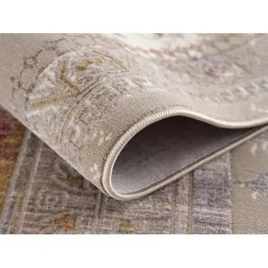 6' Gray And Beige Southwestern Runner Rug Photo 8