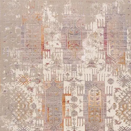 12' Gray And Beige Southwestern Runner Rug Photo 6