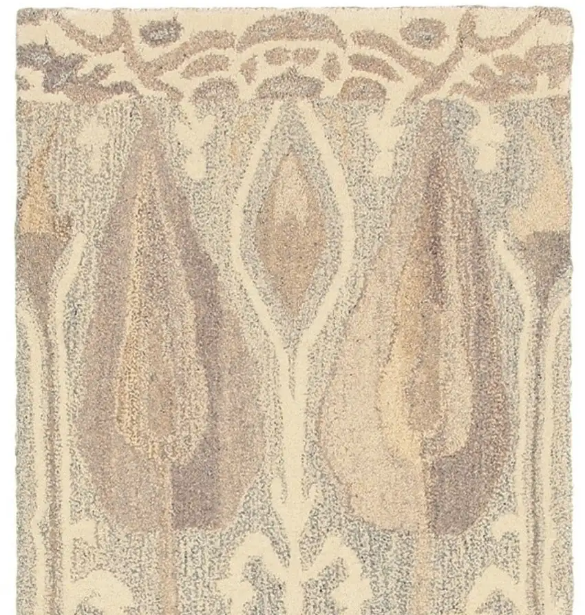 8' Gray And Beige Wool Abstract Hand Tufted Runner Rug Photo 5