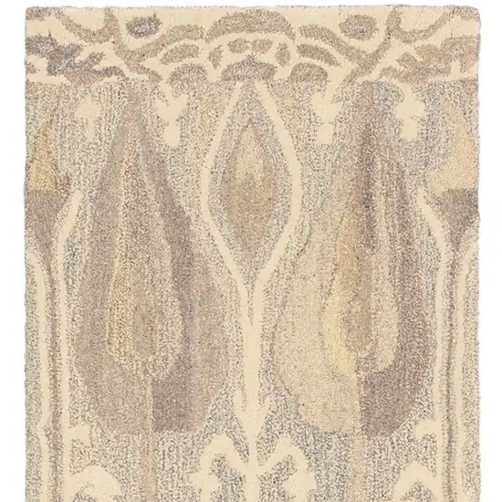 8' Gray And Beige Wool Abstract Hand Tufted Runner Rug Photo 5