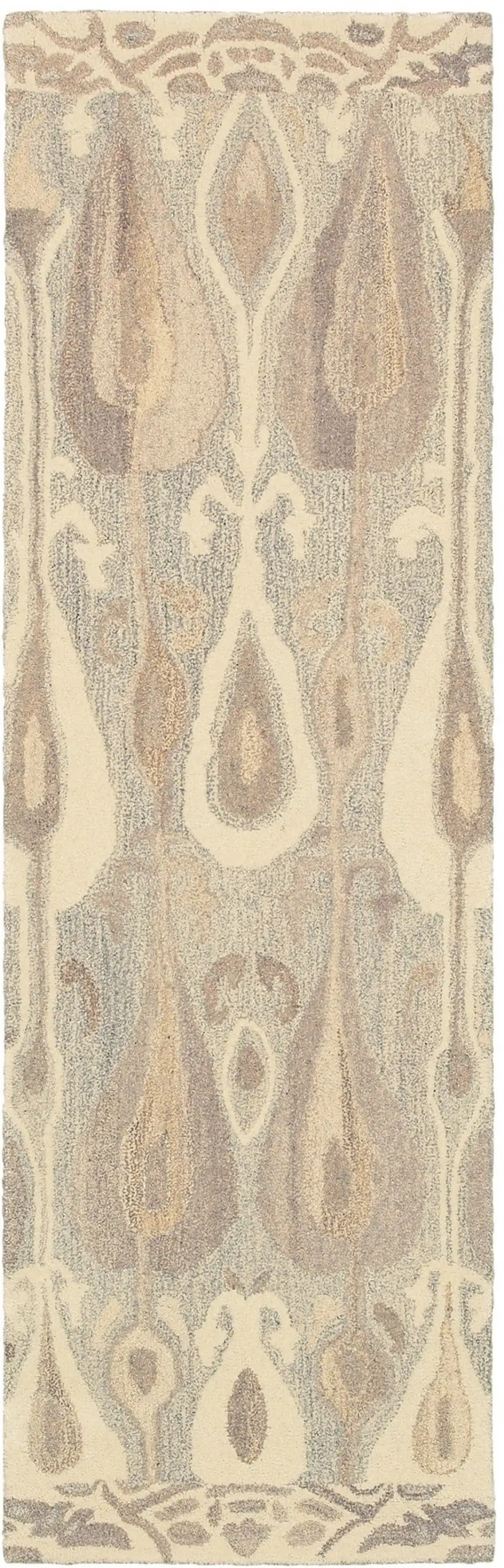 8' Gray And Beige Wool Abstract Hand Tufted Runner Rug Photo 4