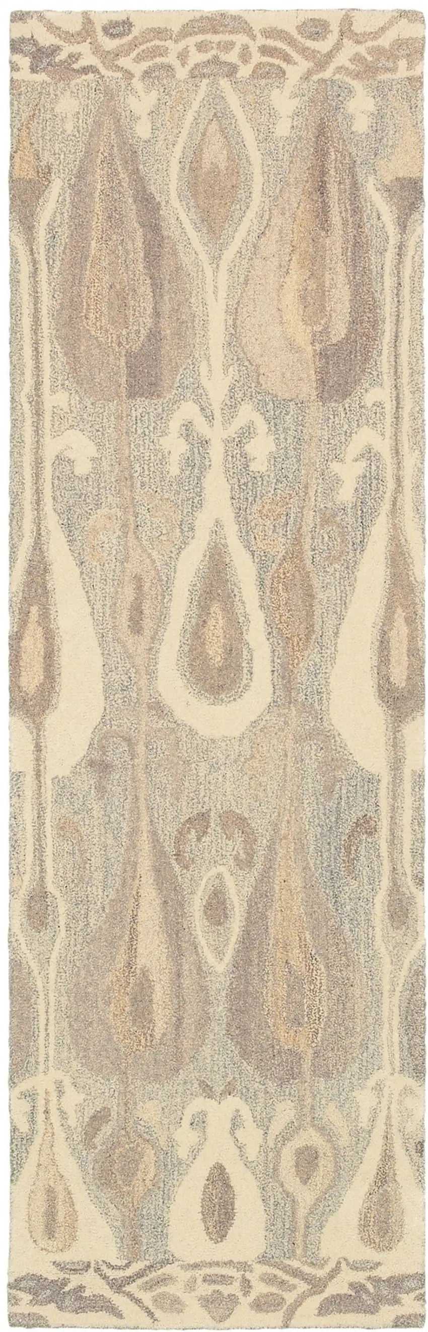 8' Gray And Beige Wool Abstract Hand Tufted Runner Rug Photo 2