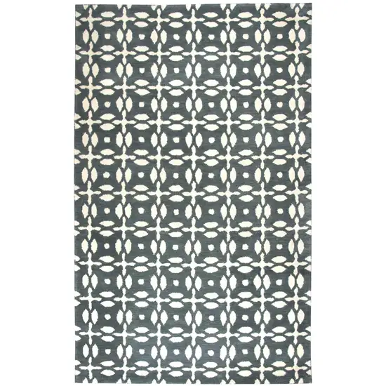 10' Gray And Beige Wool Geometric Hand Tufted Round Rug Photo 3