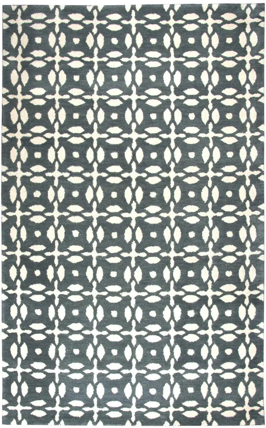 10' Gray And Beige Wool Geometric Hand Tufted Round Rug Photo 3