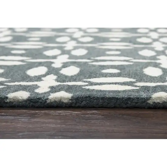 10' Gray And Beige Wool Geometric Hand Tufted Round Rug Photo 2