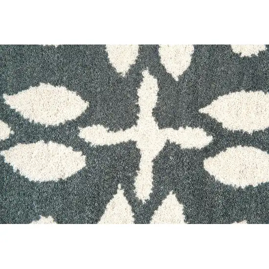 10' Gray And Beige Wool Geometric Hand Tufted Round Rug Photo 5