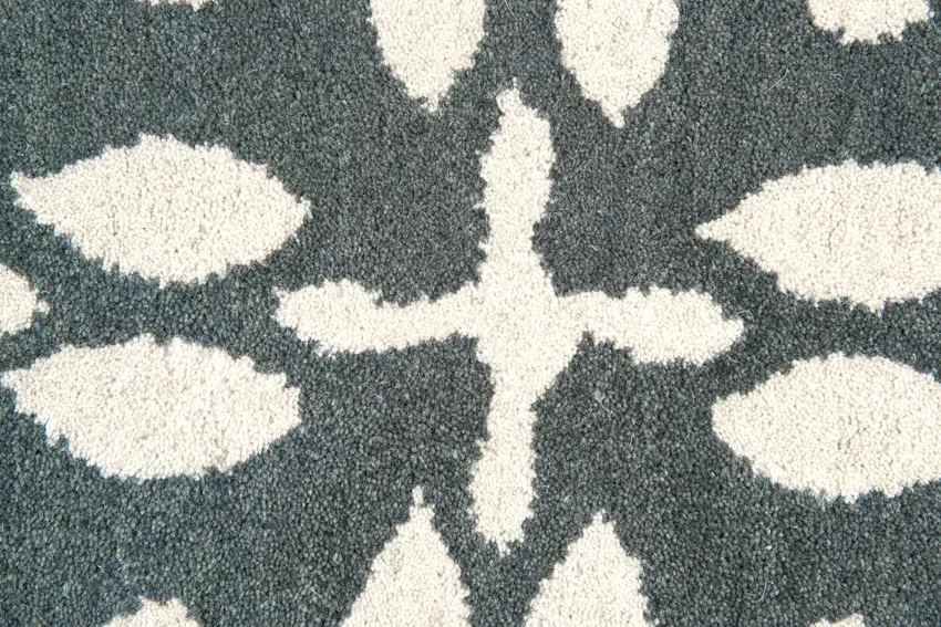 10' Gray And Beige Wool Geometric Hand Tufted Round Rug Photo 5