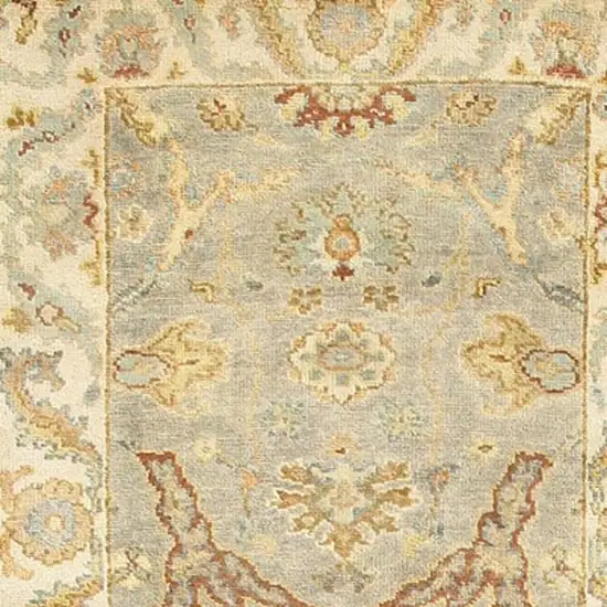 10' Gray And Beige Wool Oriental Hand Knotted Runner Rug Photo 4