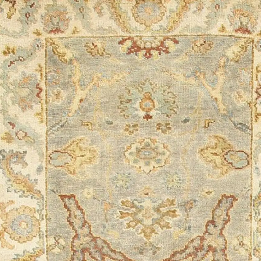 10' Gray And Beige Wool Oriental Hand Knotted Runner Rug Photo 4