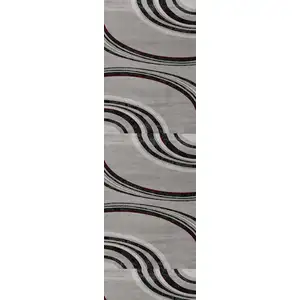 Photo of 6' Gray And Black Abstract Runner Rug