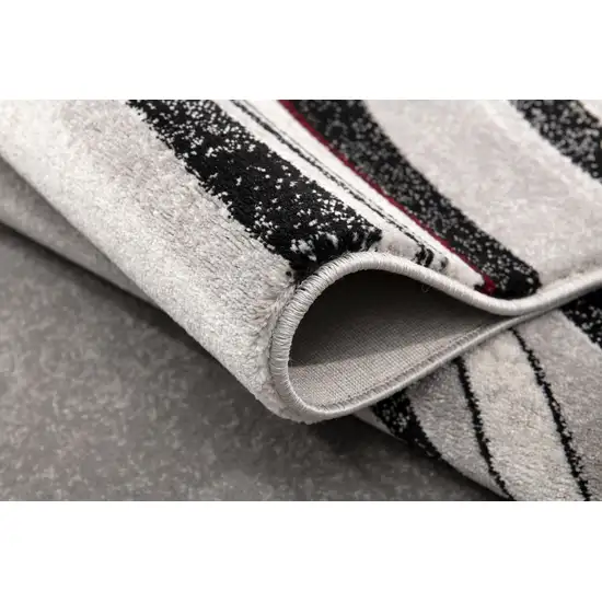 6' Gray And Black Abstract Runner Rug Photo 7