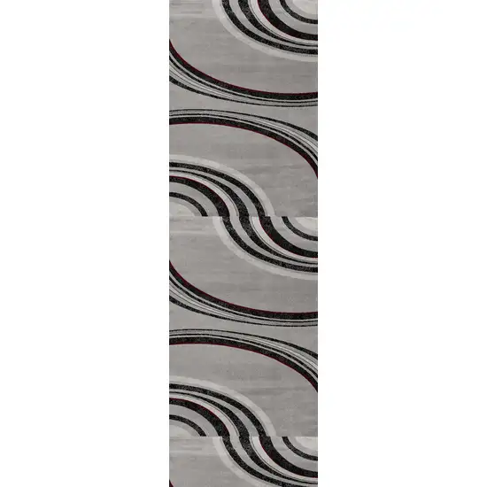 6' Gray And Black Abstract Runner Rug Photo 8