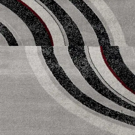 6' Gray And Black Abstract Runner Rug Photo 3