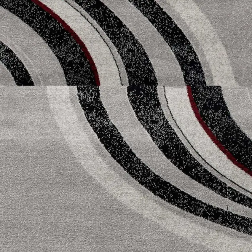 6' Gray And Black Abstract Runner Rug Photo 3