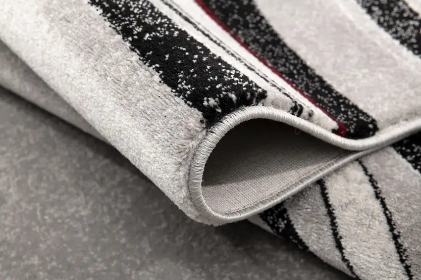 12' Gray And Black Abstract Runner Rug Photo 6