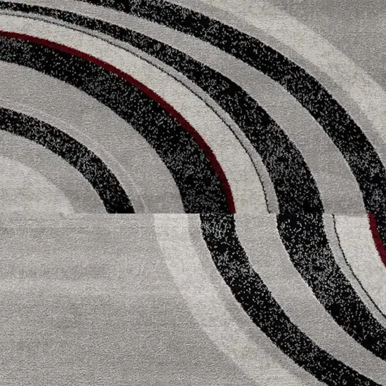 12' Gray And Black Abstract Runner Rug Photo 7