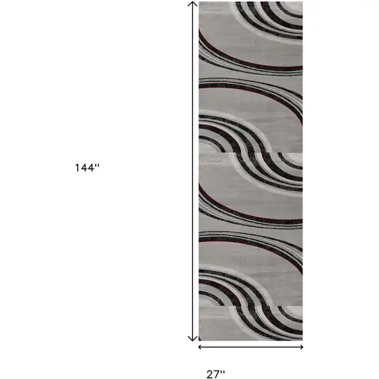 12' Gray And Black Abstract Runner Rug Photo 5