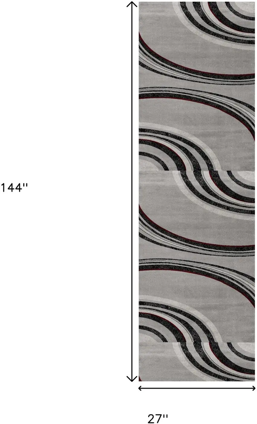 12' Gray And Black Abstract Runner Rug Photo 5