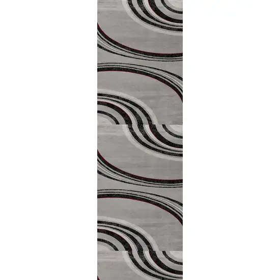 9' Gray And Black Abstract Runner Rug Photo 3