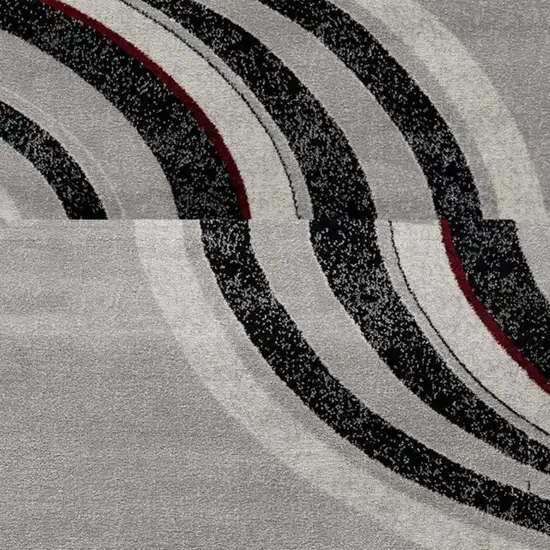 9' Gray And Black Abstract Runner Rug Photo 4