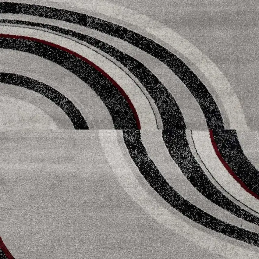 9' Gray And Black Abstract Runner Rug Photo 5