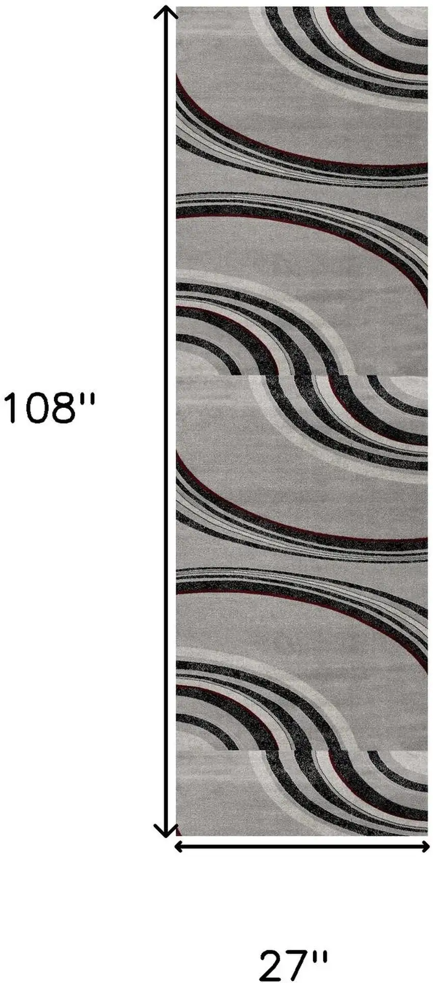 9' Gray And Black Abstract Runner Rug Photo 3
