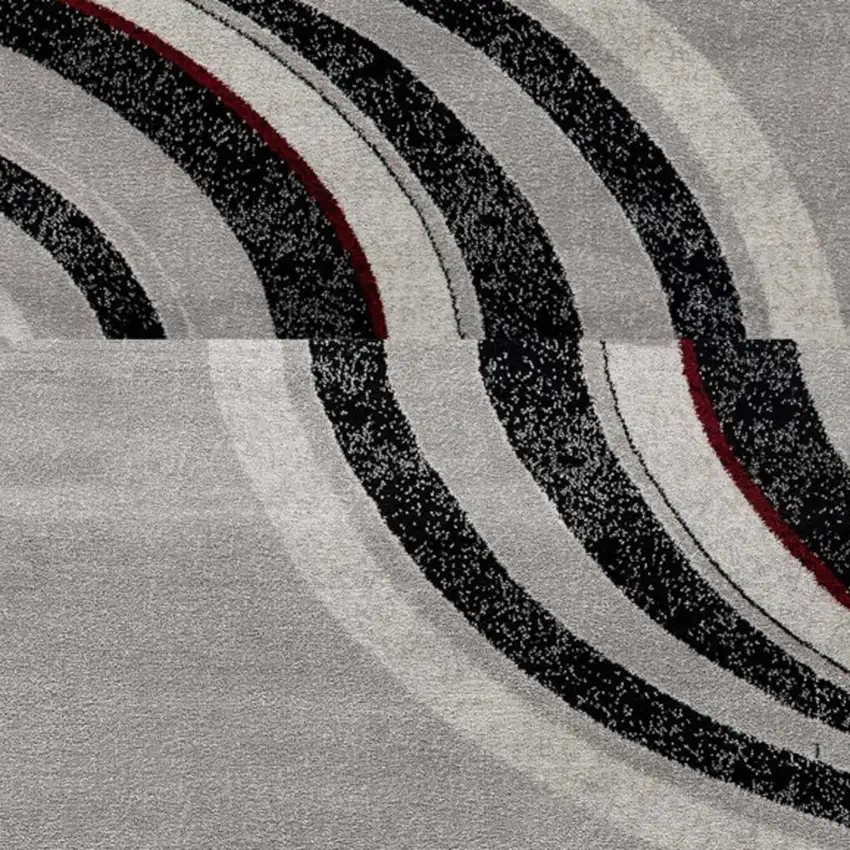 9' Gray And Black Abstract Runner Rug Photo 2