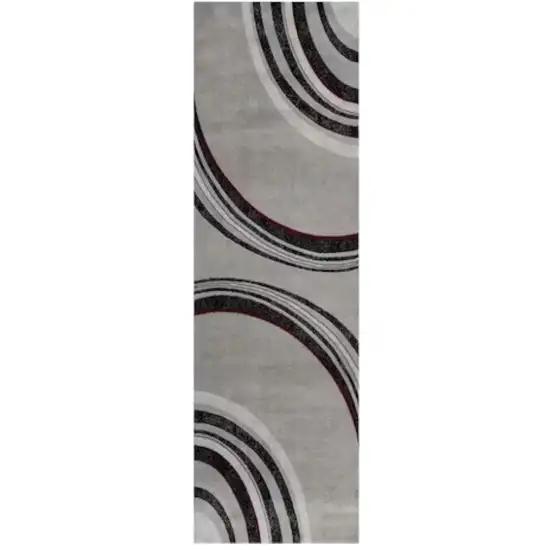 7' Gray And Black Abstract Runner Rug Photo 2