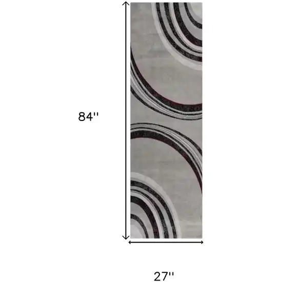 7' Gray And Black Abstract Runner Rug Photo 3