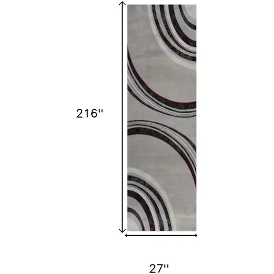 18' Gray And Black Abstract Runner Rug Photo 3