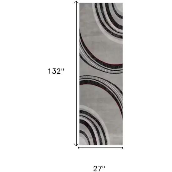 11' Gray And Black Abstract Runner Rug Photo 3