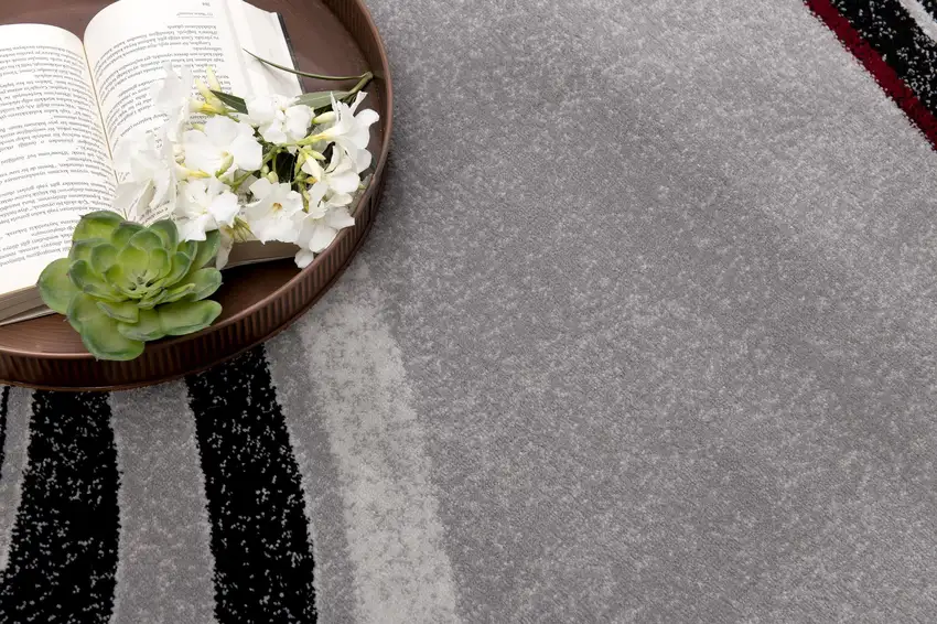 11' Gray And Black Abstract Runner Rug Photo 4