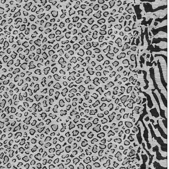 8' Gray And Black Animal Print Washable Area Rug With UV Protection Photo 2
