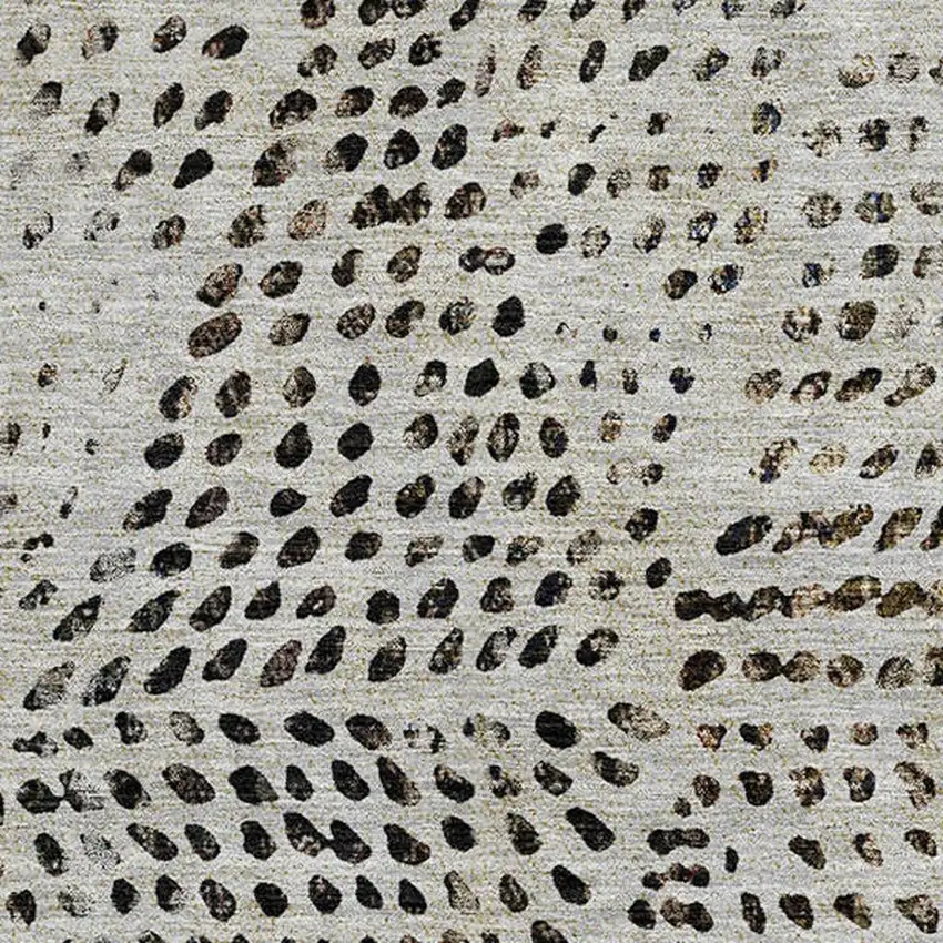 8' Gray And Black Diamond Washable Round Rug With UV Protection Photo 3