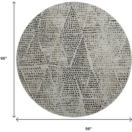 8' Gray And Black Diamond Washable Round Rug With UV Protection Photo 3
