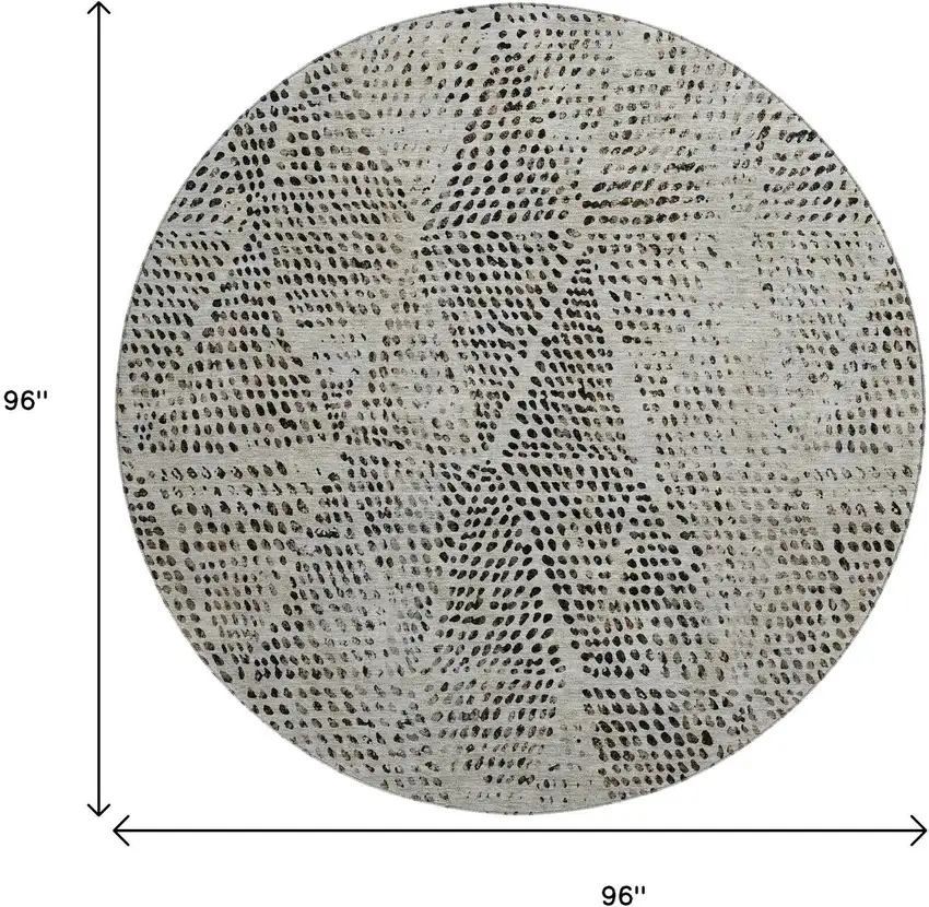 8' Gray And Black Diamond Washable Round Rug With UV Protection Photo 3