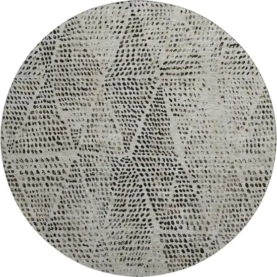 8' Gray And Black Diamond Washable Round Rug With UV Protection Photo 1