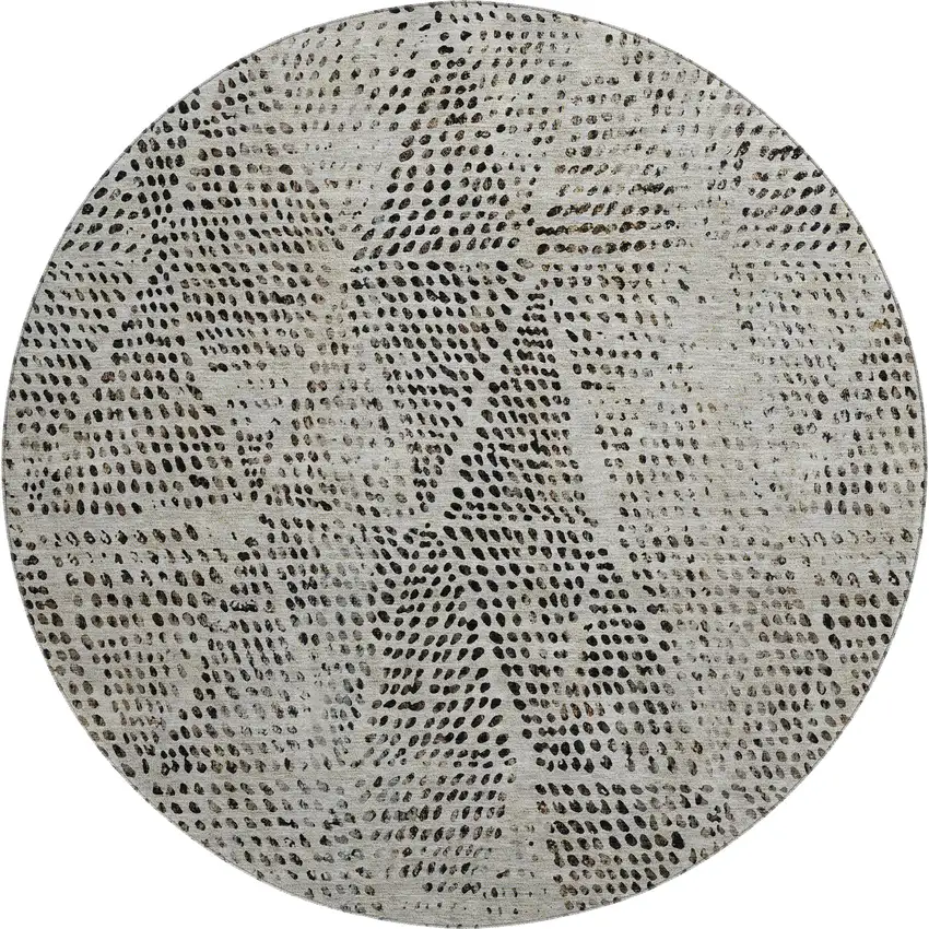 8' Gray And Black Diamond Washable Round Rug With UV Protection Photo 1
