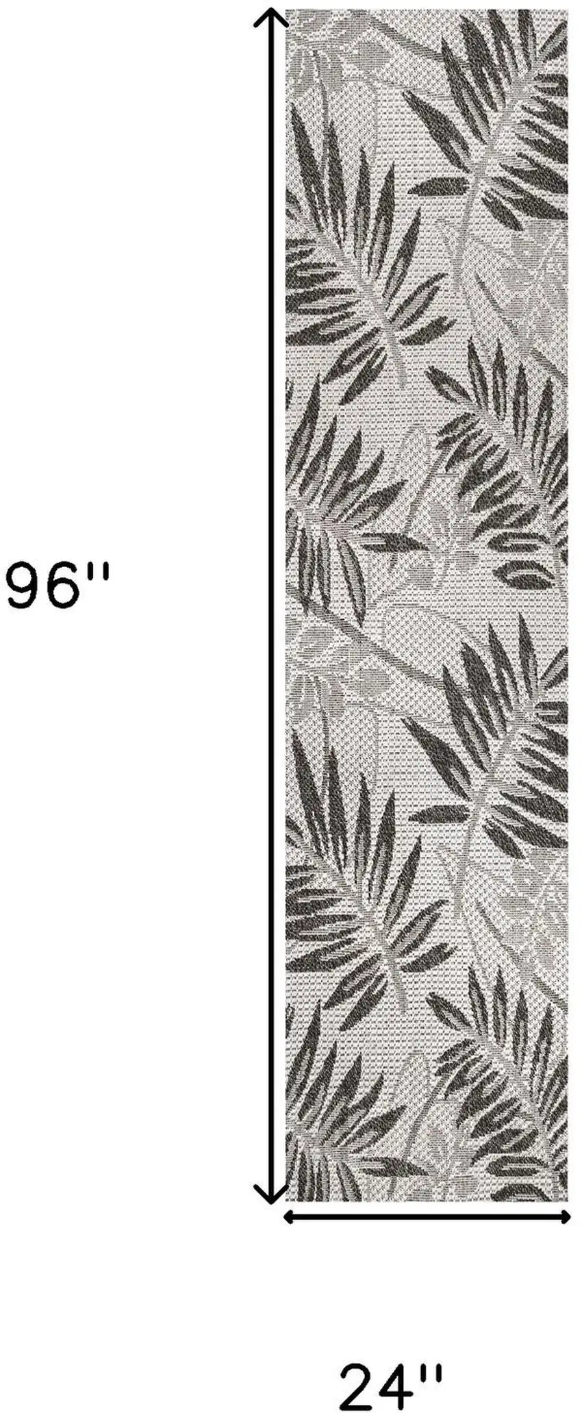 8' Gray And Black Floral Indoor Outdoor Runner Rug Photo 8