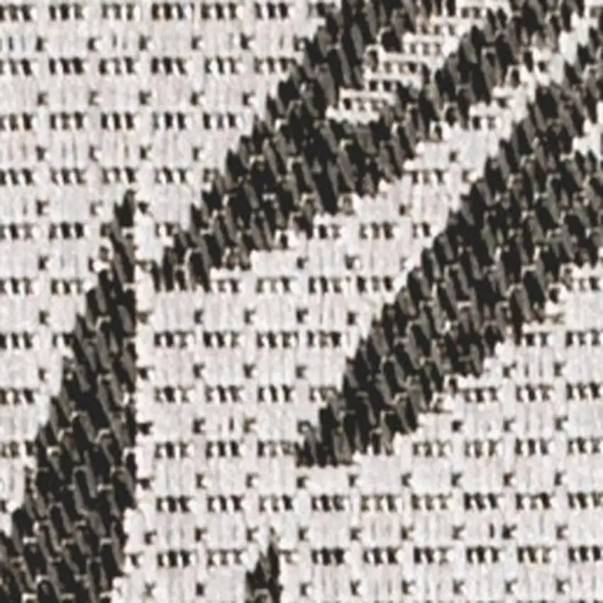 8' Gray And Black Floral Indoor Outdoor Runner Rug Photo 3