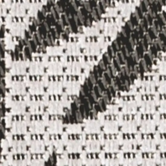 8' Gray And Black Floral Indoor Outdoor Runner Rug Photo 2