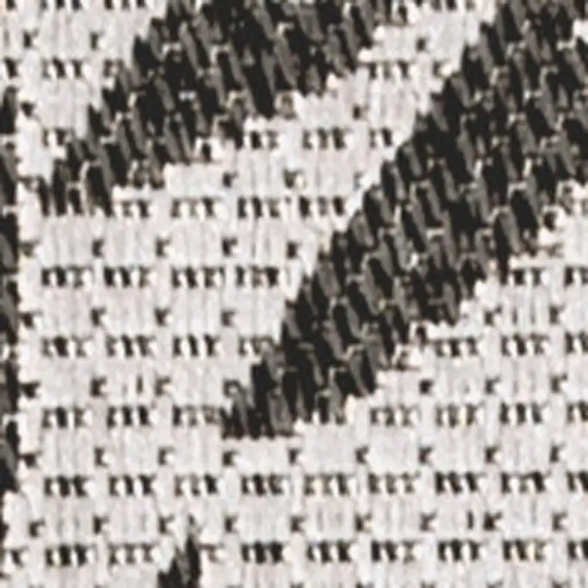 8' Gray And Black Floral Indoor Outdoor Runner Rug Photo 2