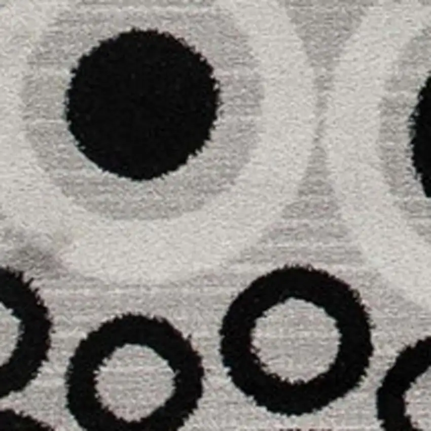 6' Gray And Black Geometric Runner Rug Photo 9